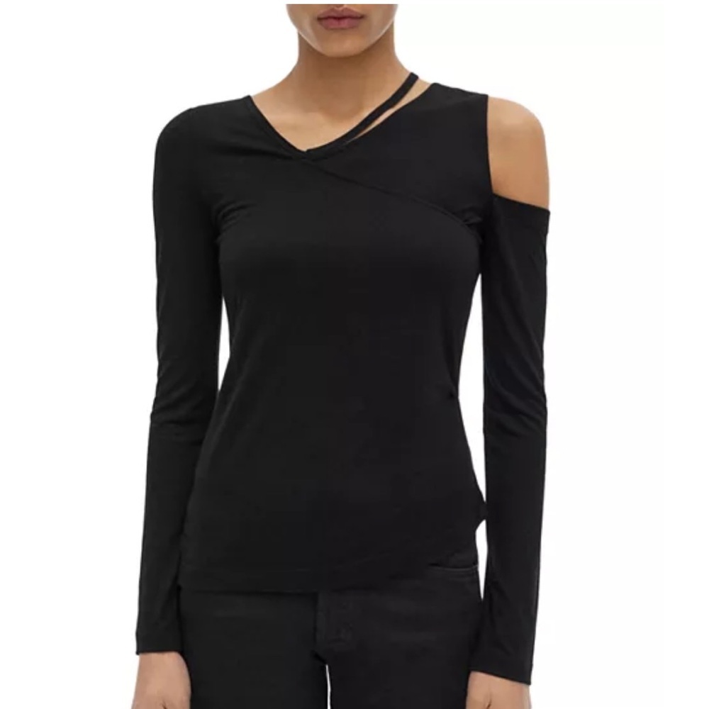 Helmet Lang Scala Asymmetrical Long Sleeve Top Size M